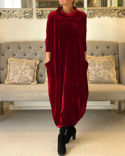 Rosie - Stylish velvet dress with pockets