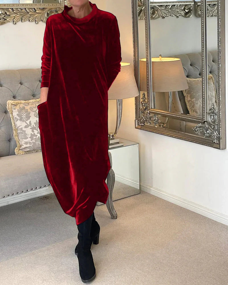 Rosie - Stylish velvet dress with pockets