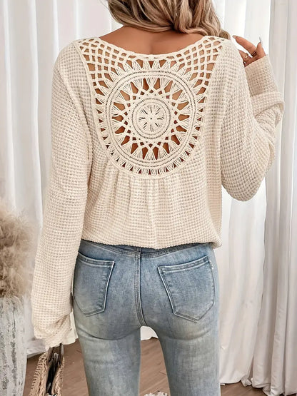 Sasha | Elegant Waffle V-neck Sweater