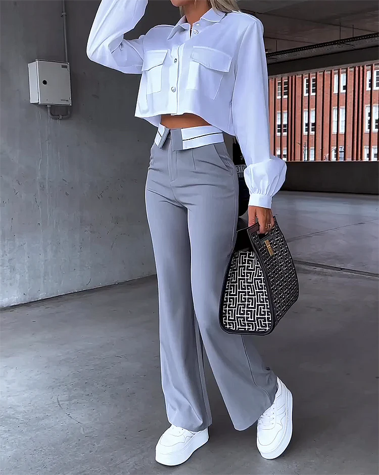 Anna | TWO-PIECE SUIT WITH TROUSERS AND A LONG-SLEEVED TOP WITH CUFFS