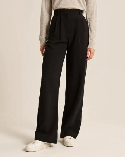 Vera | Beige Wide-Leg Tailored Pants